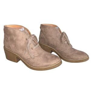 Merona Faux Suede Lace Up 2" Heel Tan Ankle Booties 7.5